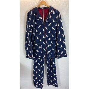 P J Salvage flannel pajama set L red‎ white blue kitten cat long sleeve pants